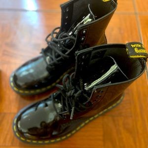 Dr Marten shiny black boots